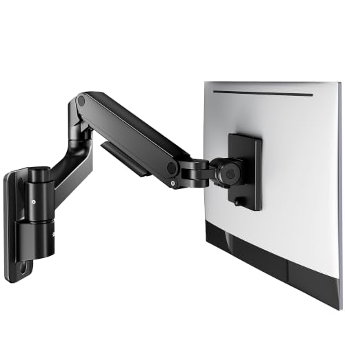 Single Wall Mount Monitor Arm for 17-49" Ultrawide Screens | Heavy Duty Wall Mount Stand Holds up to 44 LBS - size: Single