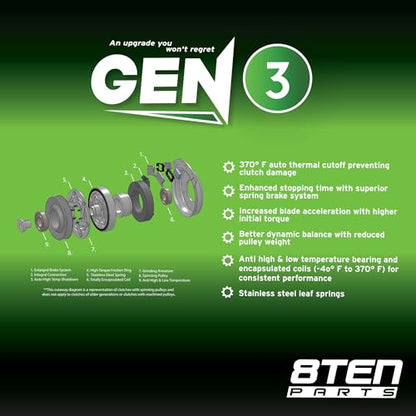 8TEN PTO Clutch for Troy-Bilt 1744401 GW-1744401 MA-GT-BN1 1744401P | Fits Troy-Bilt Equipment