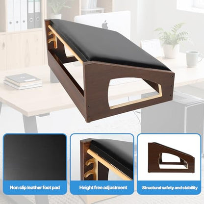 Ergonomic Foot Rest Under Desk,4 Adjustable Height Foot Stool - color: Espresso01