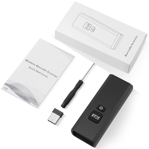 Wireless Barcode Scanner, 1D CCD Automatic Mini Barcode Rreader, Rechargeable Bar Code Scanner with 2.4G Receiver Plug and Play