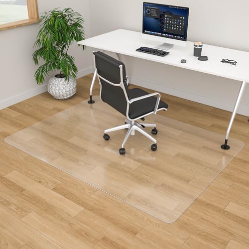 100pointONE Large Office Chair Mat for Hardwood Floor - 46" x 72" Clear Floor Protector Mat for Rolling Chair on Hardwood, Easy Glide Desk Chair Mat for Home & Office - color: Fully Transparent, size: 46" x 72" Rectangular