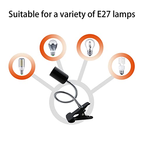 Clip Lamp Holder Adjustable Switch Clip Light Flexible Clip lamp Holder Clip Desk Lamp Socket Adjustable Light Stand Clamp Lamp Base Light Socket Gooseneck for Bedroom Lighting - color: Black, size: 1PC