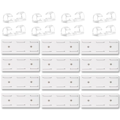 12 Pack Power Strip Holder, Punch-Free Adhesive Wall Mount, White - color: 12PCS-White