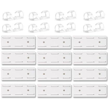 12 Pack Power Strip Holder, Punch-Free Adhesive Wall Mount, White - color: 12PCS-White