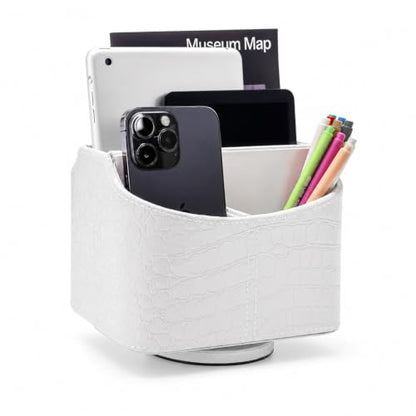 UnionBasic Rotating Desk Organizer, 360 Desk Spinning Caddy, Desktop TV Guide/Mail/Media/Remote Controller Holder Organizer, Crocodile White - color: Crocodile White