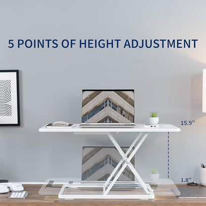 VIVO White 32 in Single Top Standing Desk Converter, DESK-V032JW - color: White, size: 32"
