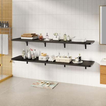 Dogsky Floating Wall Desk 72" x 16" - 600 lbs Heavy Duty Solid Pine - color: Black, size: 72" x 16"