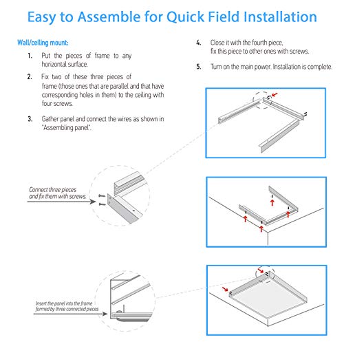 6 Pack 2x4 Surface Mount Kit for 2x4 LED Flat Panel Light | Aluminum 2'x4' ft Ceiling Frame Kit with Mounting Screws, Not Include LED Panel Light - size: 2x4 - 6 Pack