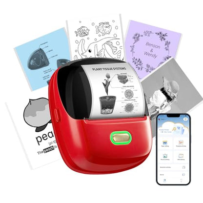 ORGSTA Sticker Printer, 300DPI Ultra-Clear Mini Portable Sticker Maker S002 | Thermal Mini Printer with Banner Printing Function, Bluetooth Inkless Print Pods for Journal, DIY Gifts, Study Note - color: Red