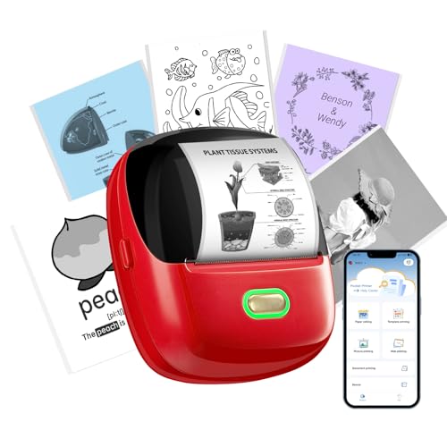 ORGSTA Sticker Printer, 300DPI Ultra-Clear Mini Portable Sticker Maker S002 | Thermal Mini Printer with Banner Printing Function, Bluetooth Inkless Print Pods for Journal, DIY Gifts, Study Note - color: Red