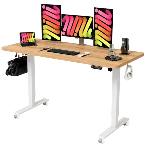Monomi Electric Standing Desk 55"x24"Height Adjustable Sit Stand Desk - color: Natural, size: 55x24
