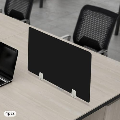 4PCS Desk Dividers Office Partitions, Privacy Desk Panel Protective, Acrylic Plexiglass Shield with Clamps for Offices Schools Call Centers - 23.6”L X15.8”W - color: Black