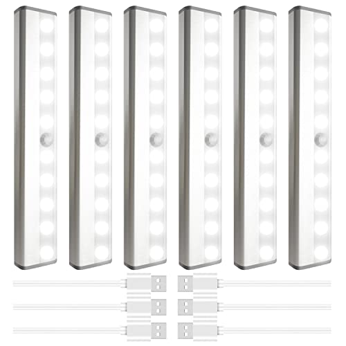 Led Motion Sensor Closet Lights 6 Pack, Wireless Under Cabinet Lighting Rechargeable Under Counter Lights, Homelife Motion Sensor LED Lights, Night Light Bar for Kitchen Wardrobe