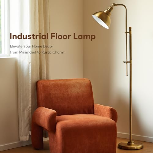 VONLUCE Industrial Floor Lamp 65", Adjustable Standing Lamp for Living Room - color: Gold