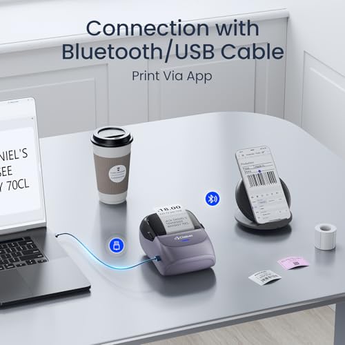 CLABEL Label Maker Machine with Tape: 221B Inkless Label Printer Handheld Barcode Printer Compatible with Phone & PC for Retail School Office Clothing