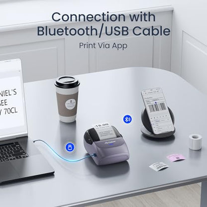 CLABEL Label Maker Machine with Tape: 221B Inkless Label Printer Handheld Barcode Printer Compatible with Phone & PC for Retail School Office Clothing