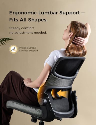 Mesh Office Chair, Armless Ergonomic Desk Chair for Small Spaces | Adaptive lumbar support, 2.8inch dual-density foam and quiet casters suit computer work, gaming and study, sturdy 300-lb base - color: Blk