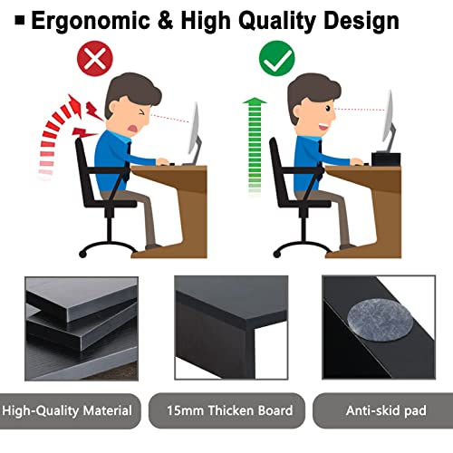 TEAMIX 2-Pack Monitor Stand Riser 20 inch, Wood Desk Computer Shelf, Black - color: Black, size: 2 Pack-20 inch