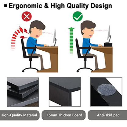TEAMIX 2-Pack Monitor Stand Riser 20 inch, Wood Desk Computer Shelf, Black - color: Black, size: 2 Pack-20 inch