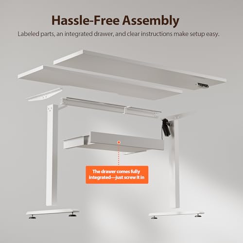 Agilestic 48 * 24 Inch Electric Standing Desk with Under Drawers, White - color: Basic White, size: 48x24 Inch