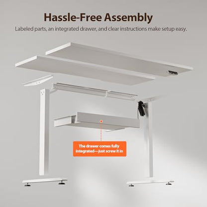 Agilestic 48 * 24 Inch Electric Standing Desk with Under Drawers, White - color: Basic White, size: 48x24 Inch