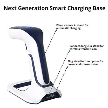 ScanAvenger Wireless Portable 1D with Stand Bluetooth Barcode Scanner: Hand Scanner 3-in-1, Cordless, Rechargeable Scan Gun for Inventory - USB Barcode Reader (1D Only with Next Gen Stand) - style: 1D With Next Gen Stand