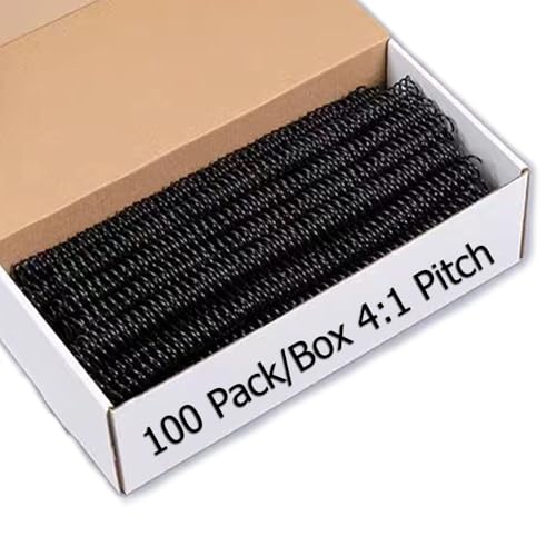 100 Pack Spiral Binding Coils, 4:1 Pitch, 3/4 Inch 170 Sheet Capacity - color: Black, size: 3/4 Inch (180 Sheet Capacity)