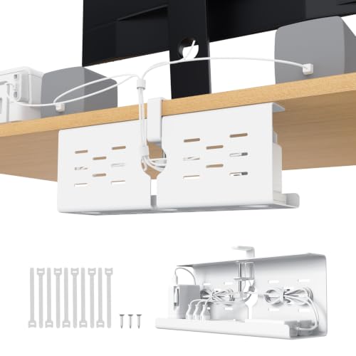 KEEGH 16 in Under Desk Cable Management Tray, Metal Cable Tary, 1 Pack - color: White, size: 1 Pack