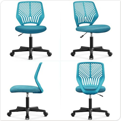 Topeakmart Armless Small Office Desk Chair, Adjustable Height Swivel, Turquoise - color: Turquoise