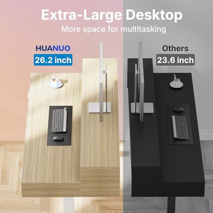 HUANUO 55″ x 26″ Electric Standing Desk with 2 Drawers &24.4″ Large Keyboard Tray, C-Clamp Mount Compatible, Adjustable Computer Desk for Office, Sit Stand Up Desk with 4 Height Presets, Light Walnut - color: Light Walnut, size: 55*26 inch
