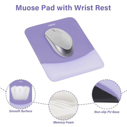 MOSISO Wrist Rest Support Mouse Pad & Keyboard Set, Purple | Rectangular Ergonomic Mousepad, Non-Slip Base, Home/Office Pain Relief & Easy Typing, Neoprene Cloth & Raised Silicone Lining - color: Purple