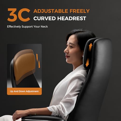 TOMU Executive Office Chair with Foot Rest, Top Grain Genuine Leather Office Chair, Ergonomic High Back Design. Real Leather, Wheels, Alumium Base. Padded Armrest, Luxury and Comfy (Black) - color: Black