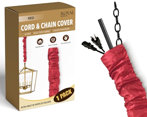 Royal Designs, Inc. CC-24-RD Red Cord & Chain Cover 4' Silktype Fabric Touch Fastener, Red - color: Red, size: 1 Pack