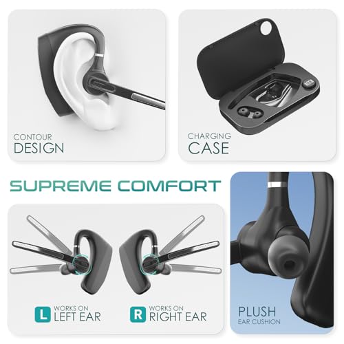 Herloreen Bluetooth Headset with Mic, USB Dongle & Charging Case for Work - style: Headset + Charge Case + USB Dongle-HLK30