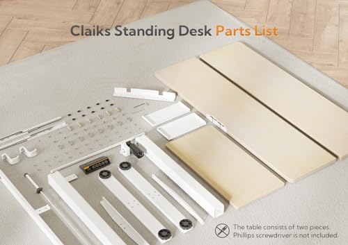 Claiks Electric Standing Desk 48x24 Inches with Keyboard Tray Natural | Splice board, 28.3-46.5 inch height range, 3 memory presets, 45dB quiet motor, 176LBS capacity, sturdy steel frame - color: Nature