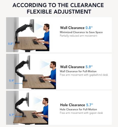 Dual Monitor Stand, Adjustable Monitor Desk Mount for 17″–32″ Computer Screens, Full Motion VESA 75x75/100x100 with C-Clamp & Grommet Aluminum Base, Each Arm Holds 4.4 to 20 lbs AX09DB201 - size: Dual monitor arm
