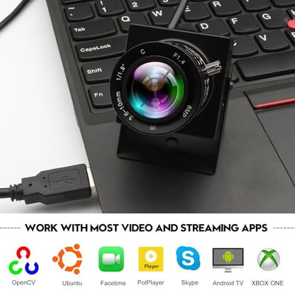 4K Webcam 1080P@120fps USB Steaming Camera with 3.6-10mm Varifocal Manual Lens,12Megapixel UVC Free Driver Compatible Computer, Plug and Play for Conferencing 3D Printer Industrial Security - size: 3.6-10mm 3X Manual Zoom Lens