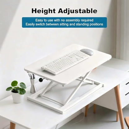 Height Adjustable Standing Desk White Converter Keyboard Riser 23.6 Inch - color: White