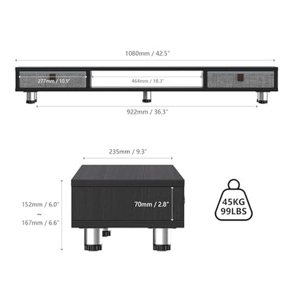 Fenge Dual Monitor Stand, 2-Tier Desk Organizer with Drawers, 42.5in, Black - color: Black