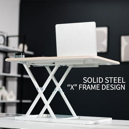 VIVO Light Wood 26 in Single Top Standing Desk Converter, DESK-V001JF - color: Light Wood, size: 26"