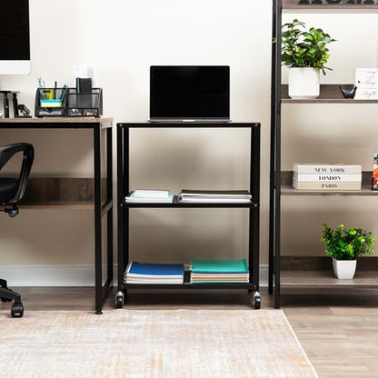 Mind Reader Rolling Cart, Rolling Cart, Microwave Stand, 3-Tier, Coffee Cart, Office, Metal, 23" L x 12" W x 30" H, Black - style: 3-Tier