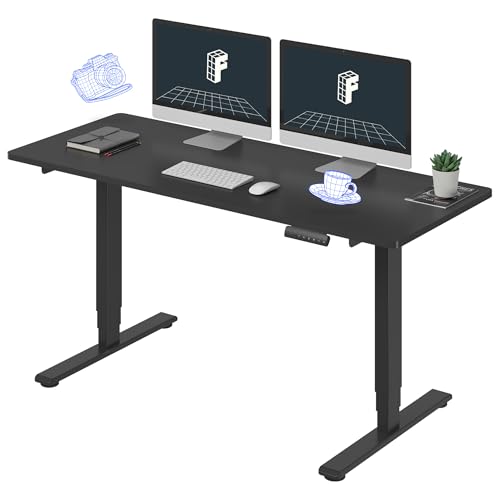 FLEXISPOT E6 3-Stage Dual Motor 60 x 24 Electric Standing Desk Sit Stand Up Desk, Holds 220 lbs, Adjustable Height w/Memory Presets, One-Piece Black Desktop & Black Frame, Ships in 2 Boxes - color: Black Frame + Black Top, size: 60"x24" Whole-Piece