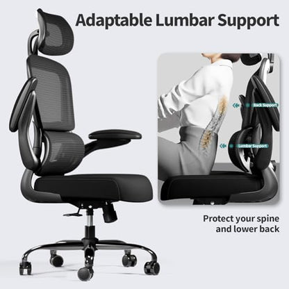 TRALT Office Chair Ergonomic Desk Chair - Gaming Chair with Lumbar Support - color: Black