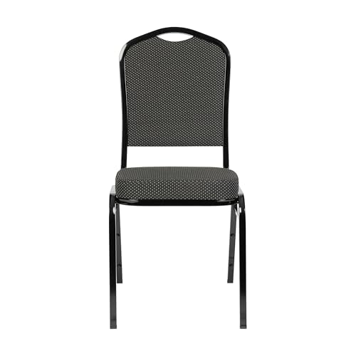 Flash Furniture Hercules Crown Back Stackable Banquet Chair, Black, 4-Pack | Black Frame, Fabric Upholstery - color: Black Dot Patterned Fabric/Black Frame, size: Set of 4