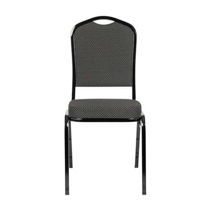 Flash Furniture Hercules Crown Back Stackable Banquet Chair, Black, 4-Pack | Black Frame, Fabric Upholstery - color: Black Dot Patterned Fabric/Black Frame, size: Set of 4