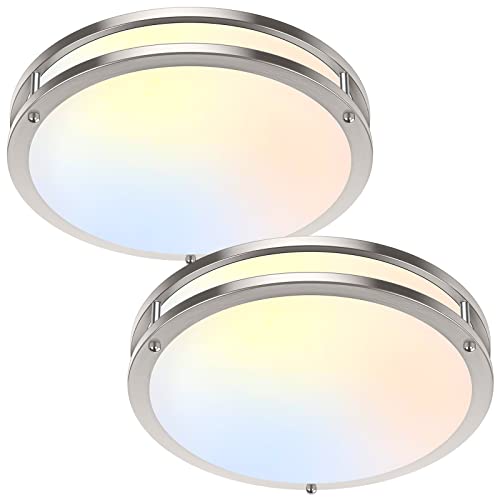 36W LED Ceiling Lights 3600lm Super Bright, Flush Mount Light Fixtures - color: Brushed Nickle-5CCT-2, size: 13 inch