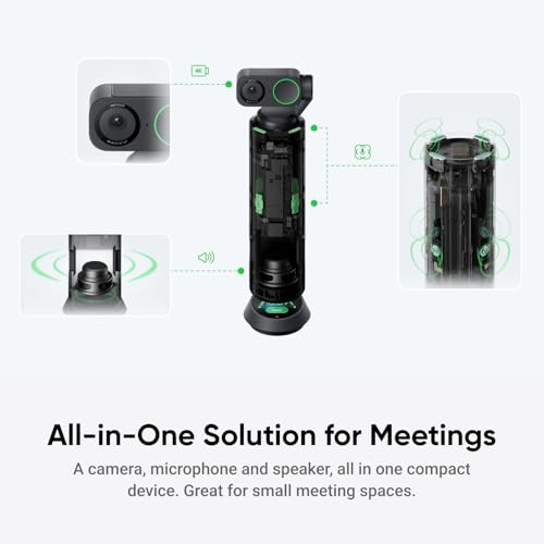 Insta360 WaveLink - 4K Conference Room Speakerphone and Camera, Speaker Tracking, 5m 360° Voice Pickup, Noise Reduction, AI Transcription and Summaries, Plug & Play, Works with Zoom, Teams - color: Arctic White, style: WaveLink Bundle