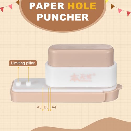 PATIKIL 5 Hole Paper Puncher, Hole Punch Binding Machine Spiral Coil Binder with 10Pcs 30 Ring Loose Leaf Binder Spines 5 Sheets Capacity for DIY Planner Scrapbook Office, Orange - color: Orange