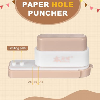 PATIKIL 5 Hole Paper Puncher, Hole Punch Binding Machine Spiral Coil Binder with 10Pcs 30 Ring Loose Leaf Binder Spines 5 Sheets Capacity for DIY Planner Scrapbook Office, Orange - color: Orange