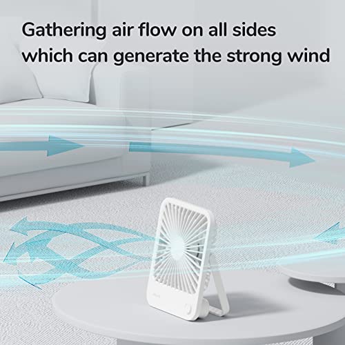 JISULIFE Desk Fan Battery Rechargeable, 180°Foldable Portable Personal Fan - color: White, size: 4500mAh